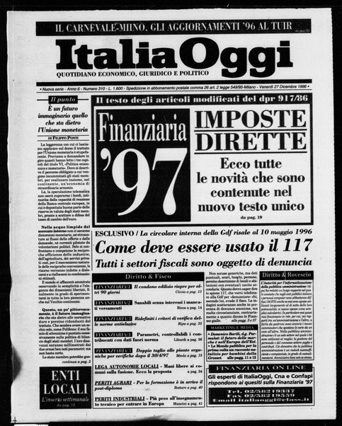 Italia oggi : quotidiano di economia finanza e politica